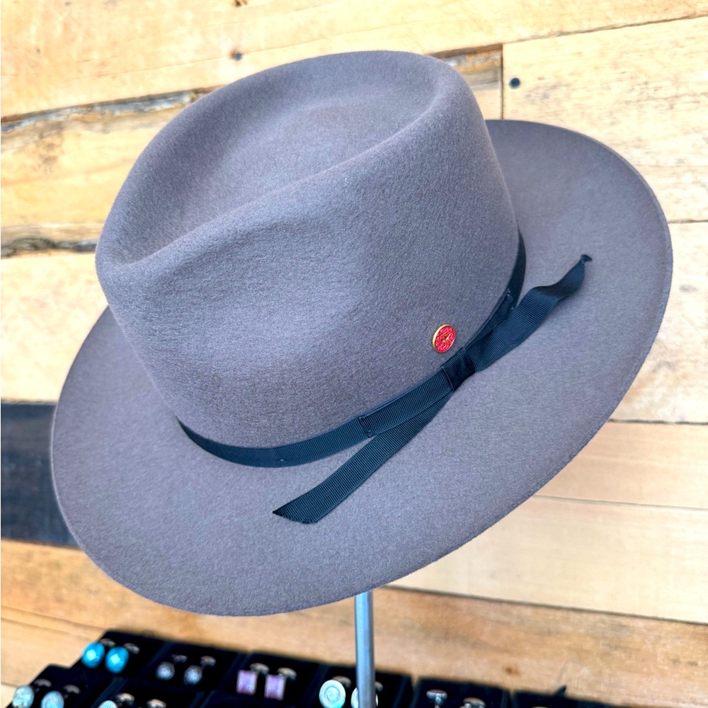 Mayser Stylish Brown Fedora Hat with Black Ribbon